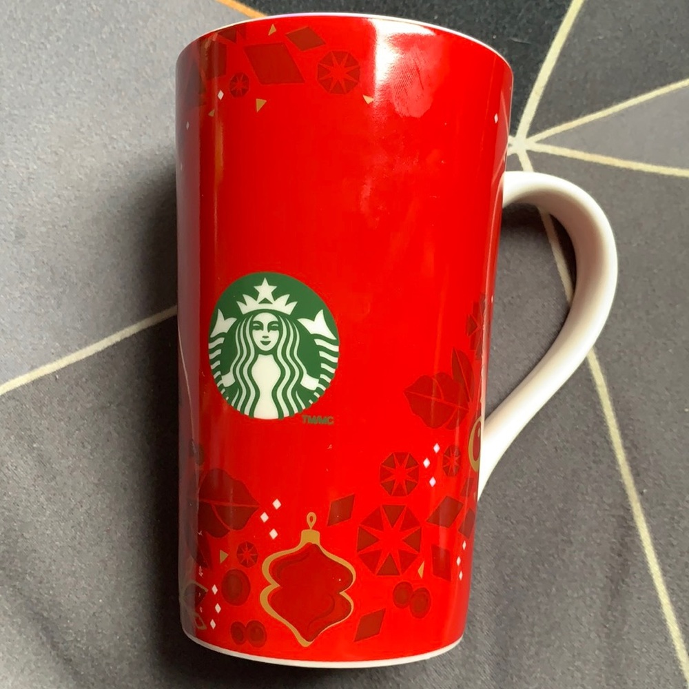 Starbucks 2013 Mermaid Christmas Holiday Red Tall 16 oz Holly Ornament Cup Mug